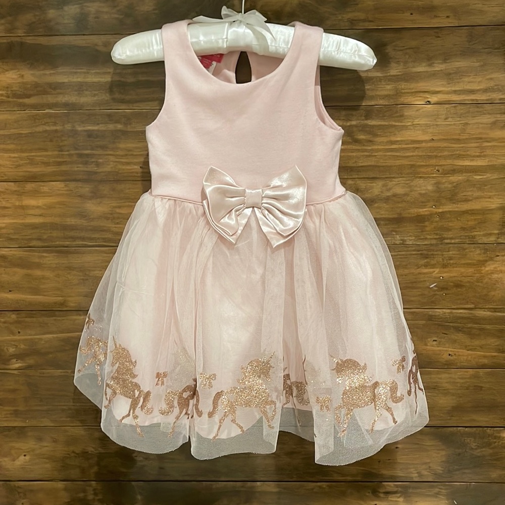 Pink Dress with Glittery Unicorns and layered skirt